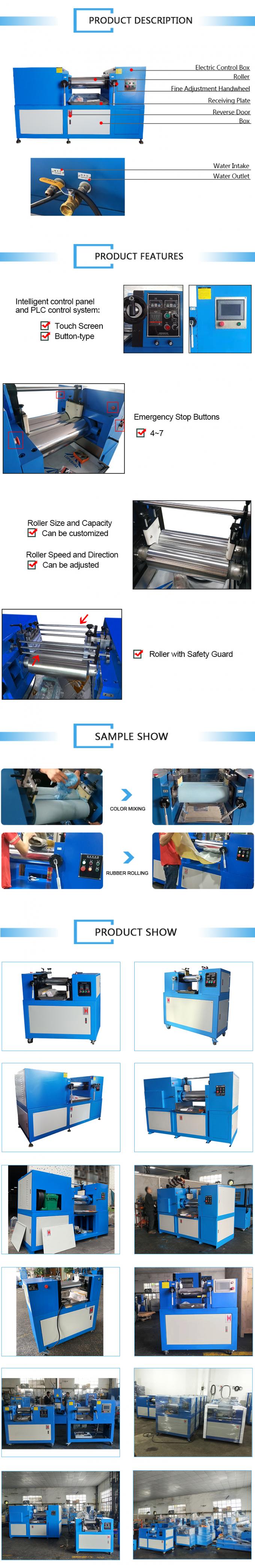 Blue Color Rubber Testing Machine / Lab Two Roll Mill 160 * 350 mm ...